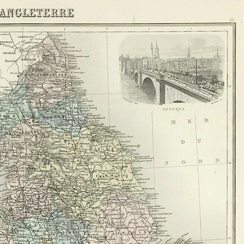 England & Wales map 1884 for J Migeon Atlas coloured vignette London  - Picture 2 of 4