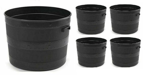 Handle Barrel Plant Planter Tub Garden Flower Herb Pot Container Black 35 / 50cm - Picture 24 of 27