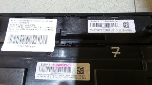 BMW F20 F21 F30 F31 F32 F33 F36 Air Control Panel Heated Seats 9320343 - Picture 4 of 4