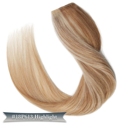 ONE PIECES Clip In 100% Human Hair Extensions Thick Full Head 8-24inch Invisible - Picture 62 of 82