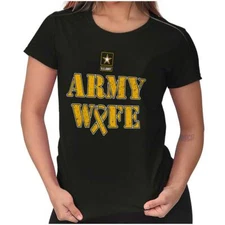 US Army Wife Ribbon Official Military Logo Womens Top Junior Graphic Tee