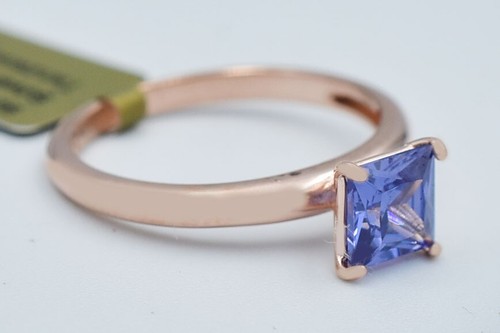 LAB CREATED 0.90 Cts AAA TANZANITE RING .925 Silver (Rose gold finish) - NWT - Picture 3 of 3