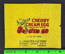 Vintage 1930's Walter's Cherry Cream Egg St. Louis EMPTY Trimmed Candy Wrapper