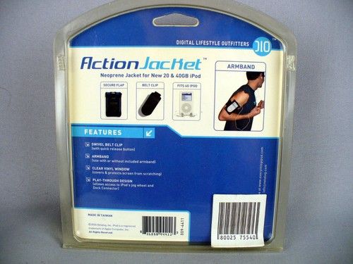 ACTION JACKET FOR IPOD 20G 40G NEOPRENE BLACK ARMBAND BELT CLIP SEALED NIB - Picture 2 of 2