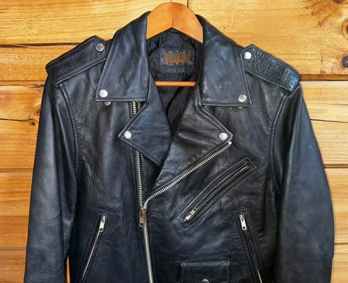 Street & Steel Police Motorcycle Moto Black Leather Jacket Men’s Sz 40 Heavy - Picture 3 of 20