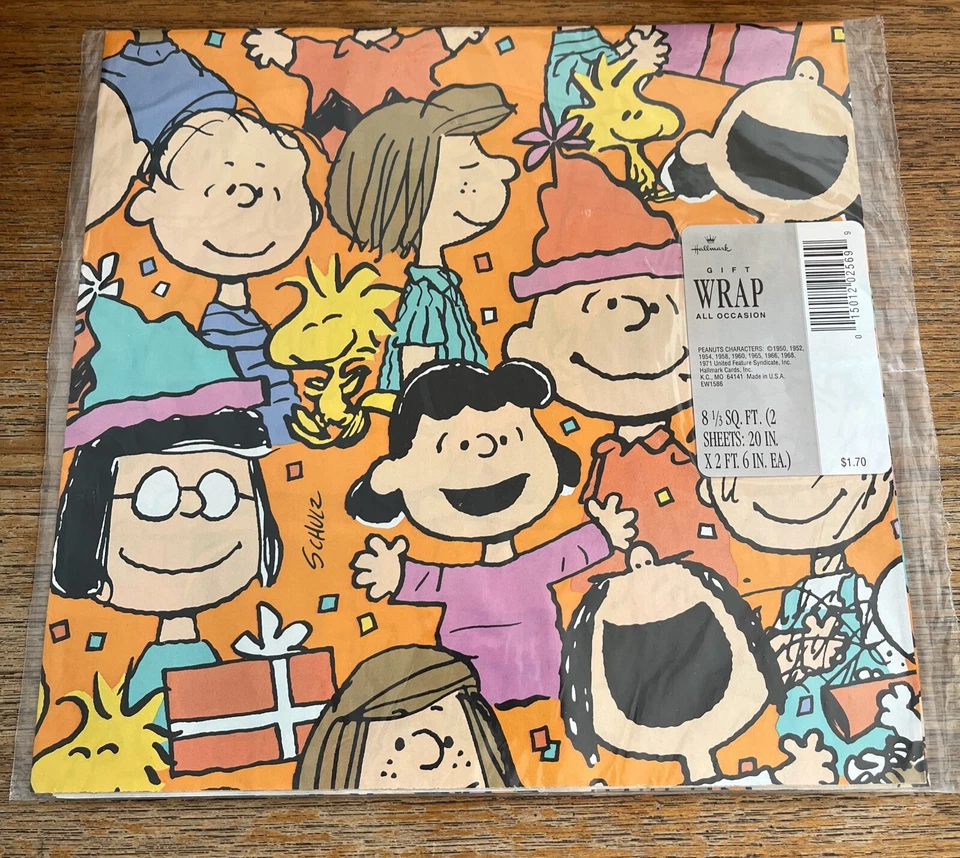 Hallmark Peanuts Charlie Brown Snoopy Regalo Cumpleaños Papel Envolvente 2x NUEVO DE COLECCIÓN LEER Foto 2 de 4