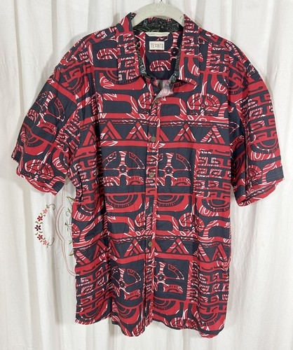 Camicia Te Aito Tahiti guerriero moderno stampa tribale bottoni 100% cotone tg XL - Foto 1 di 6