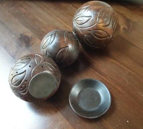 PARTYLITE Deko-Kugeln "Alte Ruinen" inkl. Duftball & Duftöl + braune Naturdeko - Bild 5 von 16