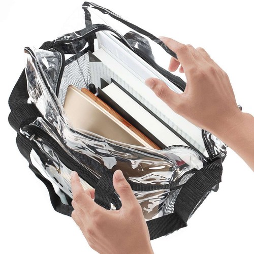 See Through Heavy Duty Clear Transparent Backpack Book-Bag Clear PVC Tote Pack - Picture 4 of 14