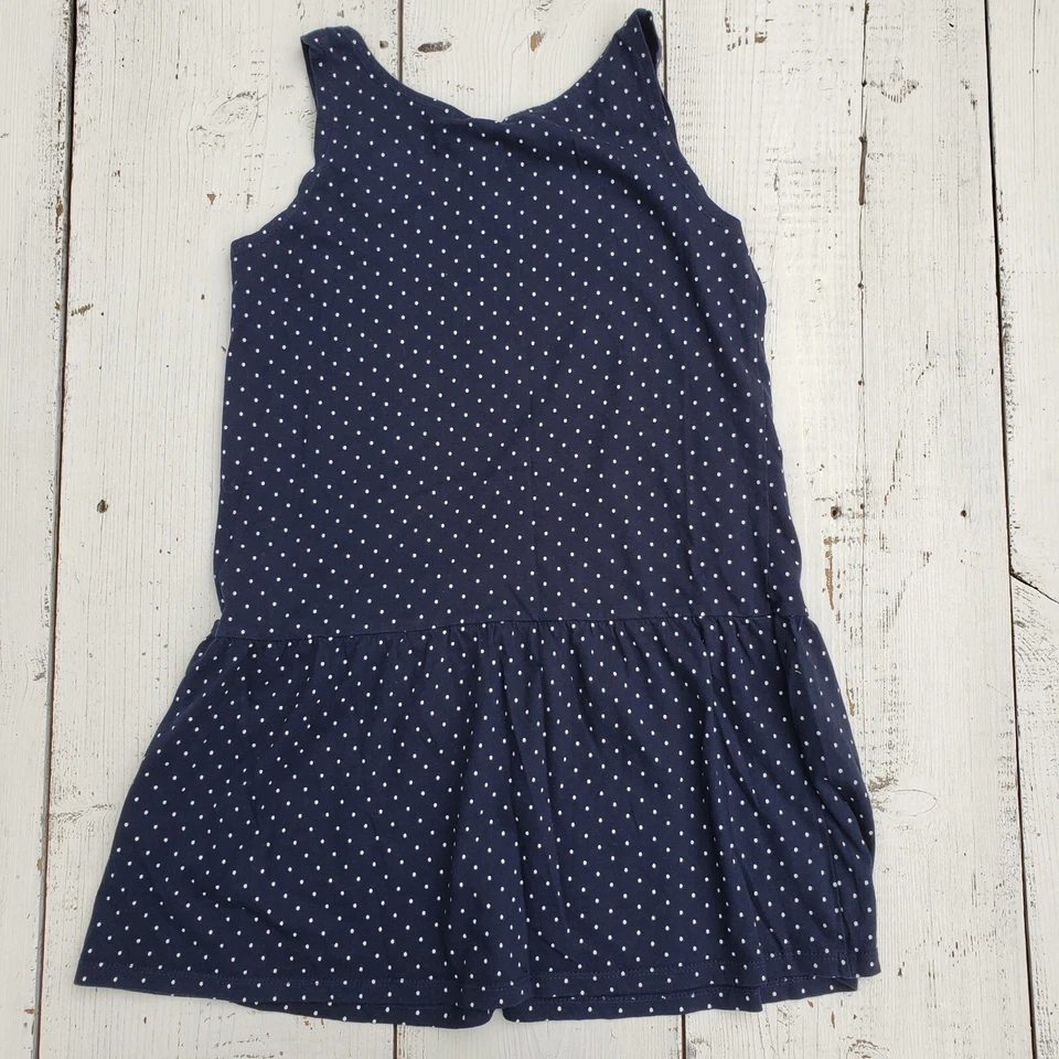 Vestido Camiseta H&M Niñas Talla 8-10 Negro con Lunares Blancos Sin Mangas Usado Foto 2 de 2