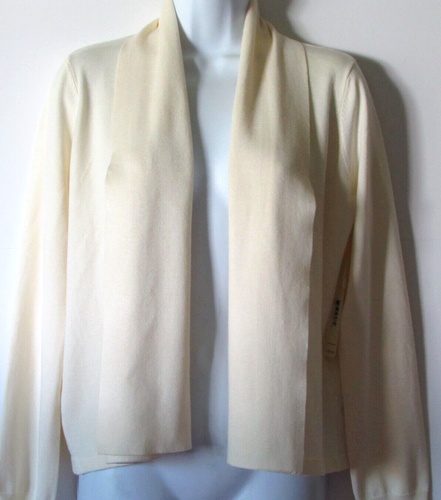 Cyrus Womens size S Ivory STRETCH Long Sleeve Open Front Cardigan Sweater - Picture 7 of 11