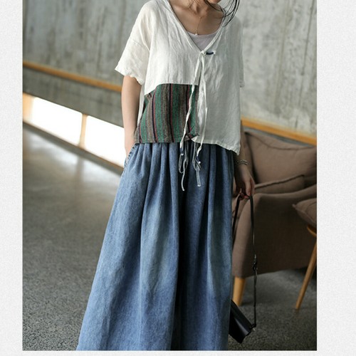Jeans Loose Casual Fashion Lady Denim Pleated Wide Leg Pants High Waist Trousers - Picture 6 of 8