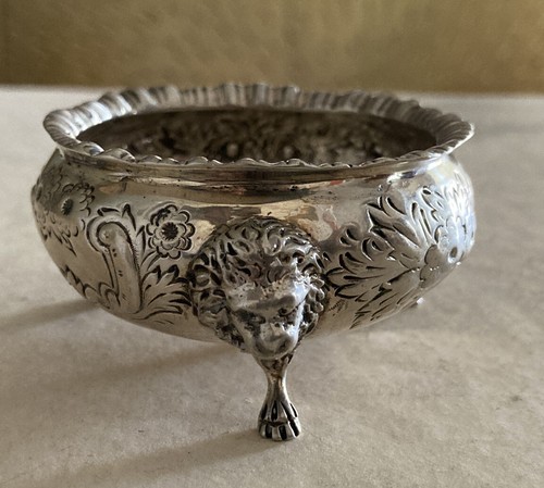 Vintage Baltimore Silvermiths Mfg Sterling Silver Open Salt Cellar Repousse Lion - Picture 6 of 9