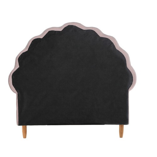 Single Bed Frame Scallop-Shape Bedhead Pink Velvet - Picture 4 of 8