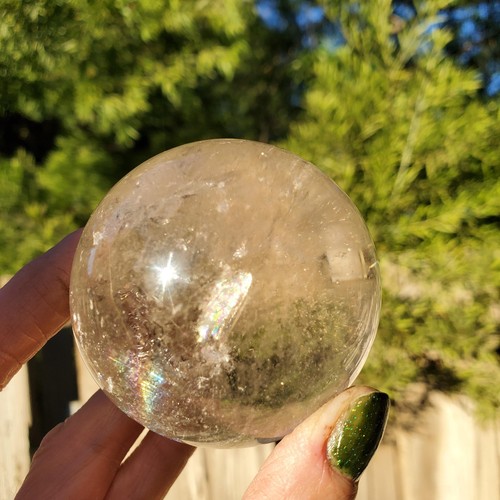 Clear Quartz Sphere w. Amazing Depth Rainbow A Grade | 270 Grams | 58mm - Picture 3 of 10