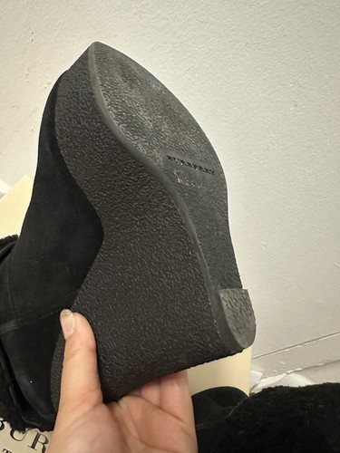 Burberry Brit Suede Shearling 130 Ankle Wedge Booties 35 EU / 5 US NIB - Picture 5 of 11