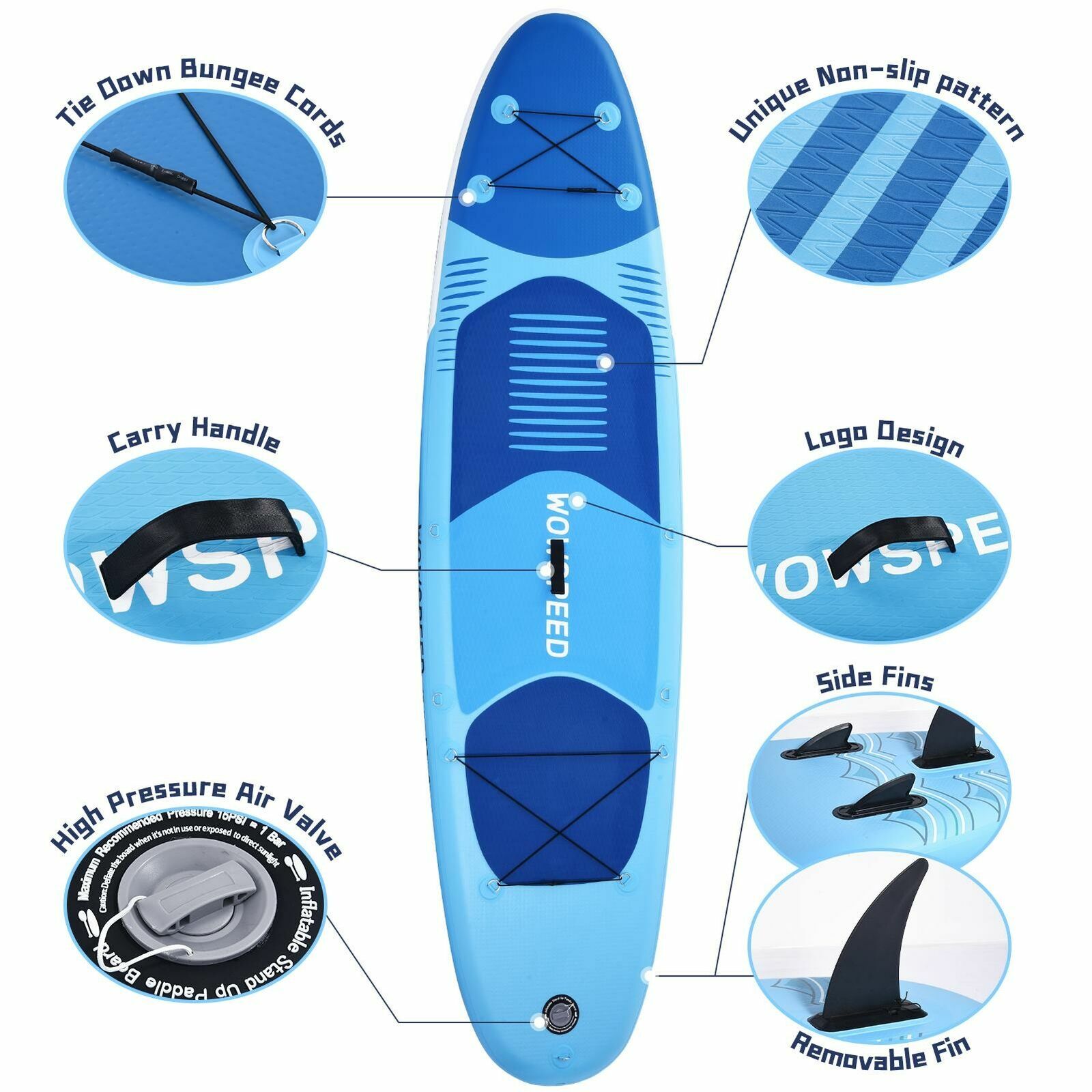 Details zu SUP Board Set Stand Up Paddle aufblasbar Surfboard 320x84x15 mit Kajak Paddel Inländisches Originalprodukt
