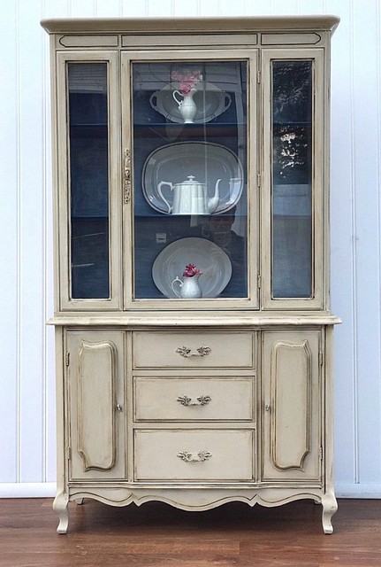 China Cabinet Storage Unit Hutch Buffet Antique White Dark Wax China Cabinet Storage Unit Hutch Buffet Antique White Dark Wax Vintage Painted - China Cabinet Storage Unit Hutch Buffet Antique White Dark Wax
