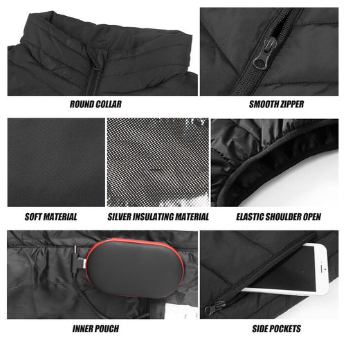Heated Vest Warm Winter Electric Jacket with Battery Pack Heating Coat Thermal - Bild 60 von 73
