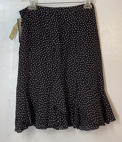 Nygard Collection Midirock Damen 100 % Seide schwarz hellrosa gepunktet Größe 10P - Bild 7 von 11