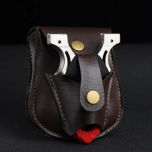 Slingshot Bag Waist Case Catapult Steel Balls Pouch Leather Holster Games Shoot - Picture 4 of 12