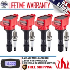 4 Pack Ignition Coil & Spark Plug For 2009-2014 Honda Fit 1.5L UF626 30520RB0003