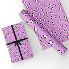 Penguin design gift wrapping paper & matching tag 50x70cm-Pink