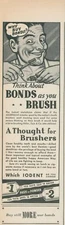 1944 Iodent Tooth Paste Powder WWII Buy War Bonds Brush Vintage Print Ad L19
