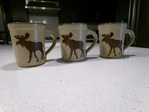 MONROE SALT WORKS LOT OF 3 MOOSE MUGS LARGE 10 OZ