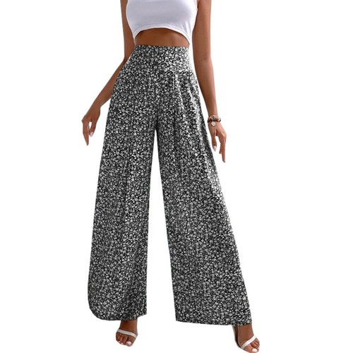 Women Casual Elastic Waist Lounge Pants Casual Wide Leg Long Pants Trousers - Picture 15 of 19