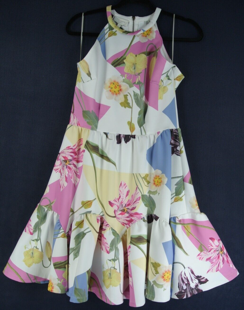 NEW Ted Baker Ketrina Halterneck Skater Dress- Size US #D6897