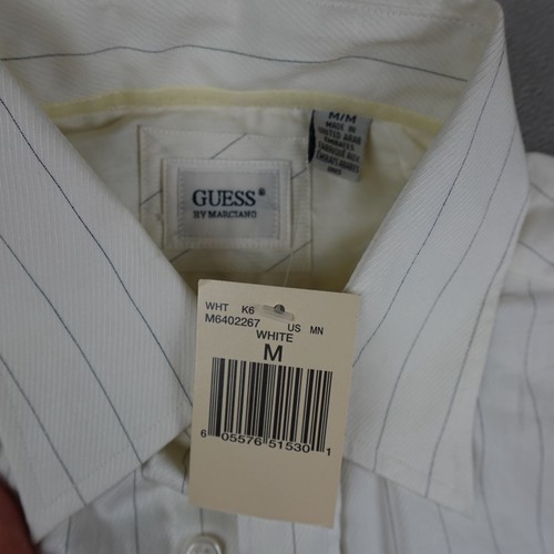 Guess Marciano Button Up Shirt Mens M White Striped Long Sleeve - Picture 9 of 18