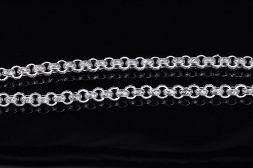 Solid 925 Sterling Silver Mens Heavy Patterned Dragon Rolo Chain Necklace 55cm - Picture 9 of 11