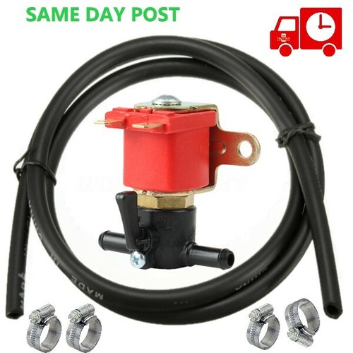 Petrol diesel fuel solenoid shut off lock Off valve 12V 1 METER PIPE+4 JUBILee - Picture 1 of 2