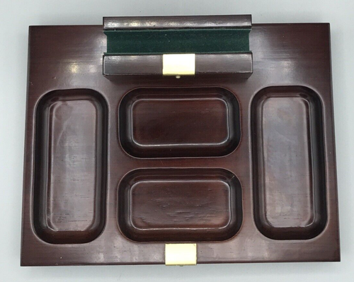 Bombay Company Wood Valet Compartments Eyeglasses Desk Organizer Mahogany Wood - Picture 2 of 7