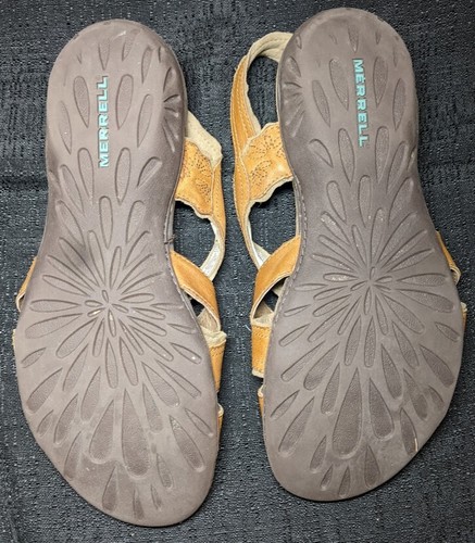 MERRELL Tan Womens Strappy Lattice Sandals Size 9 Leather - Picture 2 of 4