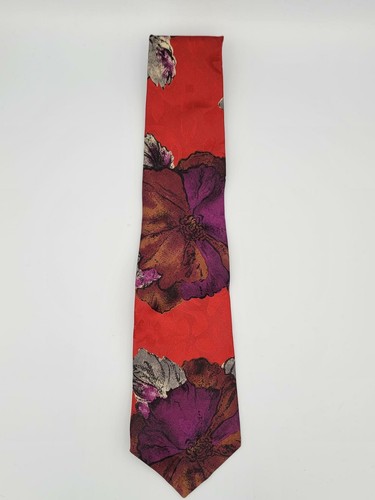 Robert Bruce Men's Red/Purple Floral Print Tie - NWOT - Picture 2 of 4