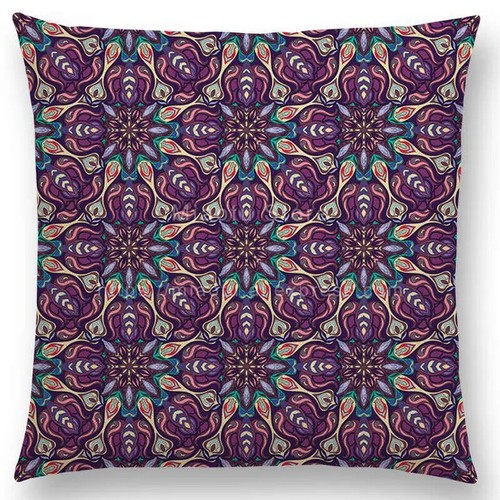 Boho Colorful Flowers Abstract Ethnic Floral Pillow Mandalas Patte Cushion Cover - Picture 12 of 49