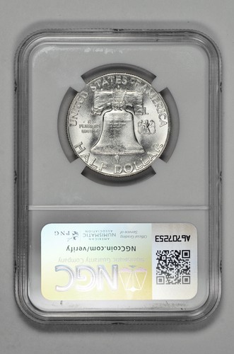 1949 S 50C Silver Franklin Half Dollar NGC MS 64 White with New Holder - Picture 2 of 2