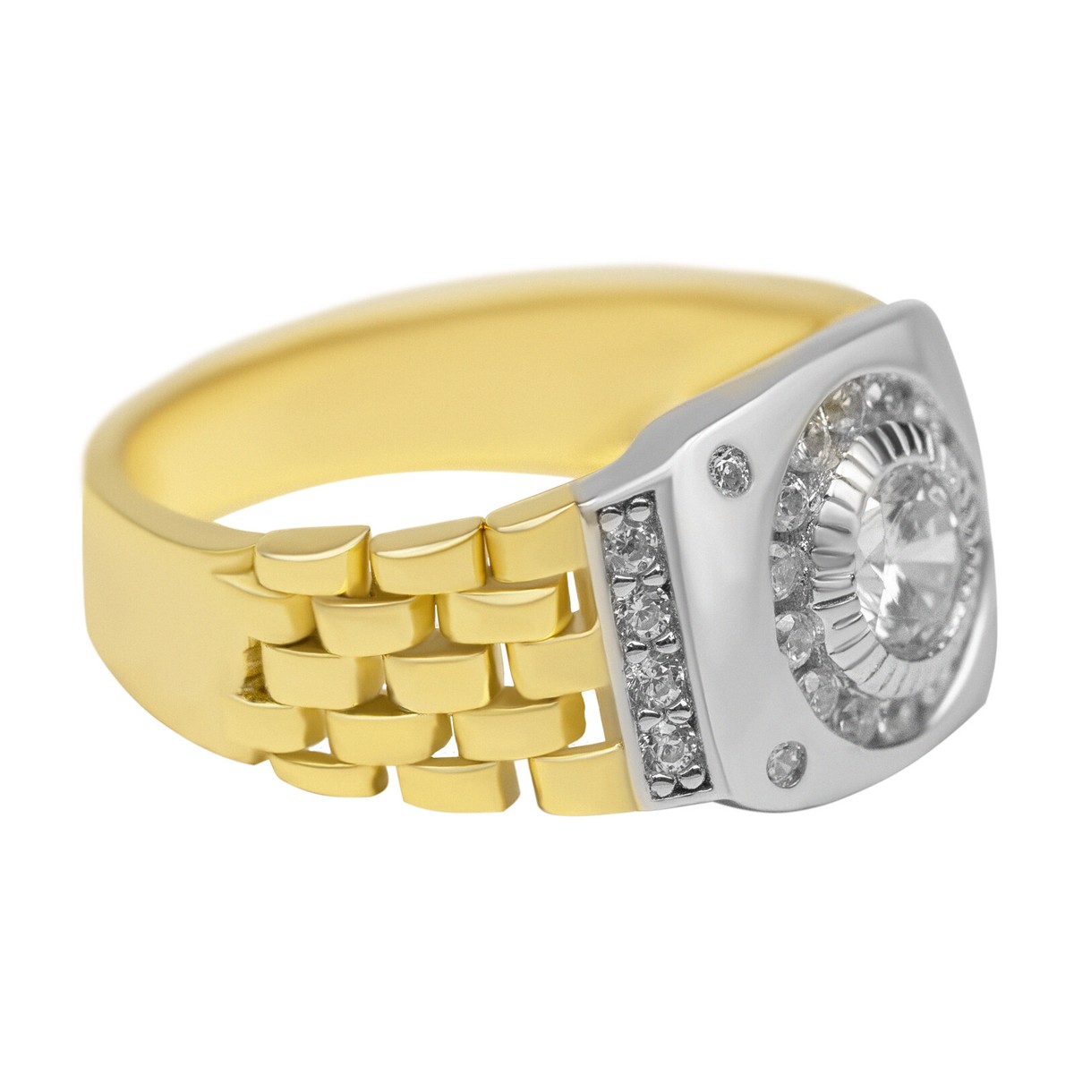10k Gold Plated Solid 925 Sterling Silver Watch Band Ring 10k Gold Plated Solid 925 Sterling Silver Watch Band Ring