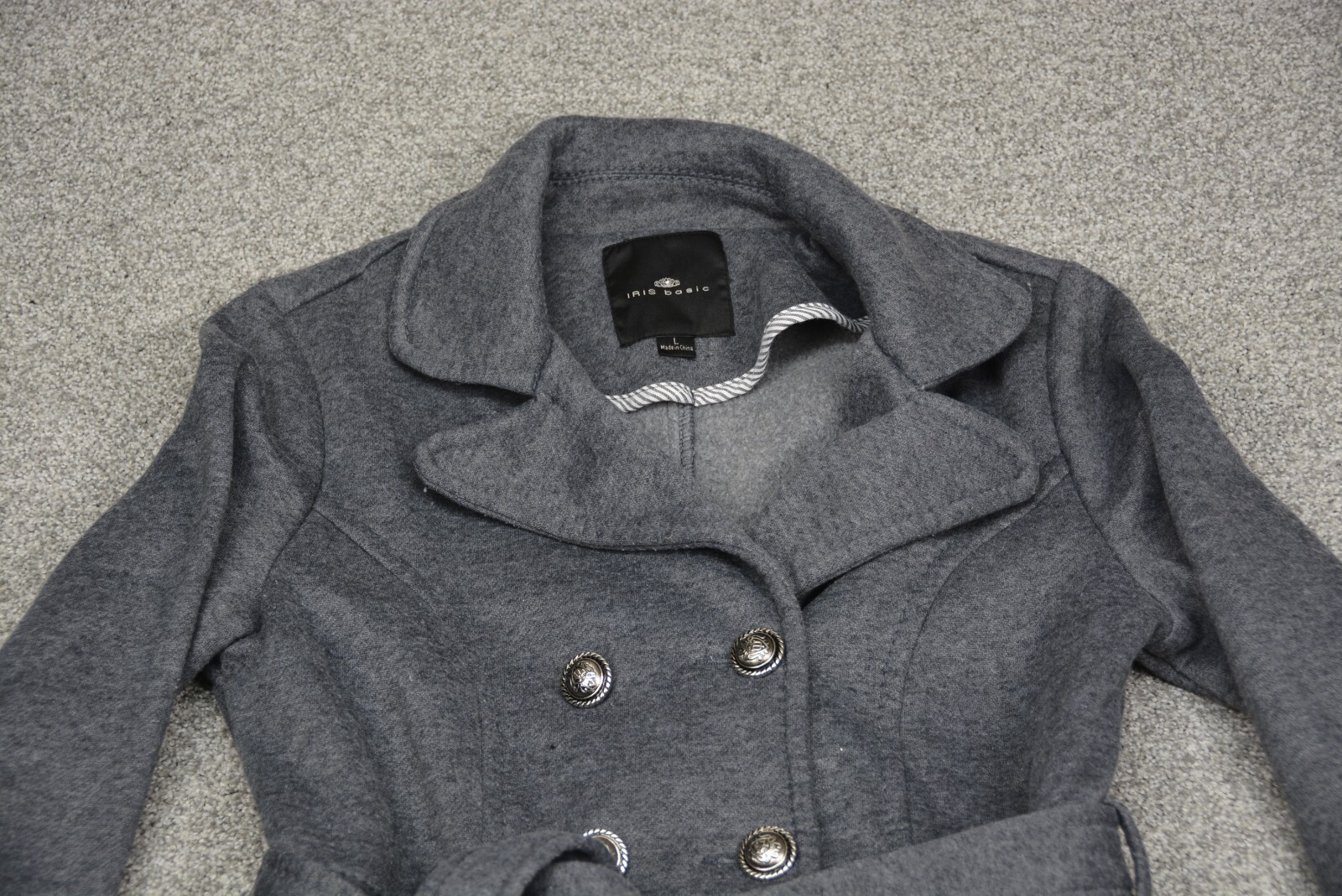 Iris Basic Pea Coat Women's Large Gray - image 2