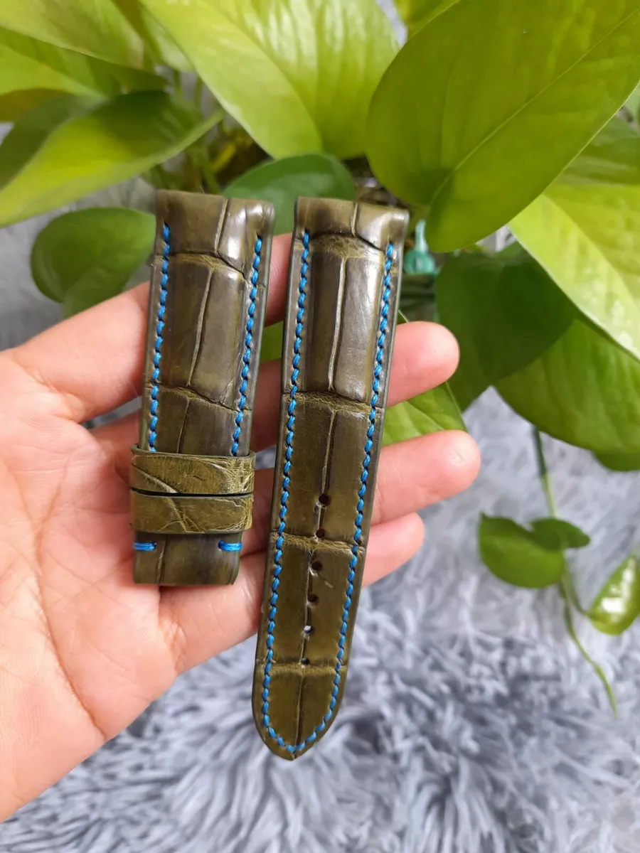 Green Olive CROCODILE ALLIGATOR LEATHER WATCH STRAP BAND 22mm 20mm