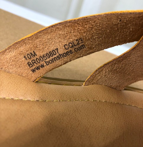 NIB BORN Womens Isabella Straps Slide Leather Flat Sandal US 10/40-41 Yellow NEW - Picture 16 of 19