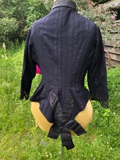 Vintage Antique 1800 s Victorian fine wool lace boned BODICE TOP B 32 W 26