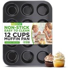 Nutrichef 12 Cup Muffin Pan-Deluxe Nonstick Gray Coating Inside & Outside