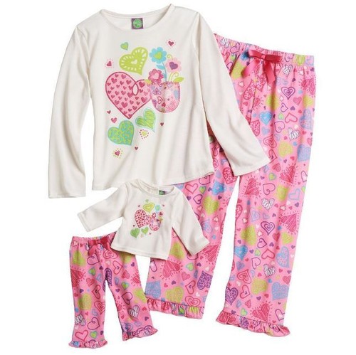NWT Dollie & Me Girls 4 Pc Long sleeve Pajama Set Fits American Girl Christmas - Picture 6 of 7