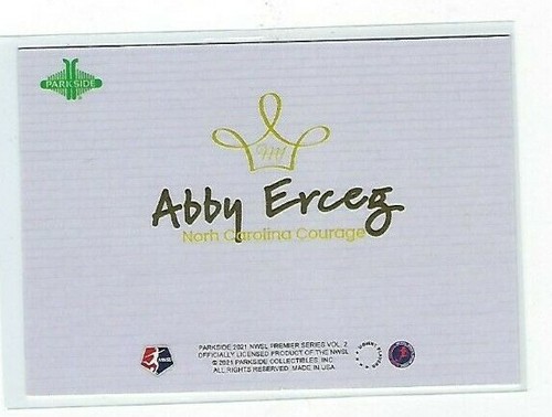2021 PARKSIDE NWSL VOLUME 2 MAJESTY M1 ABBY ERCEG NORTH CAROLINA COURAGE - Picture 2 of 2