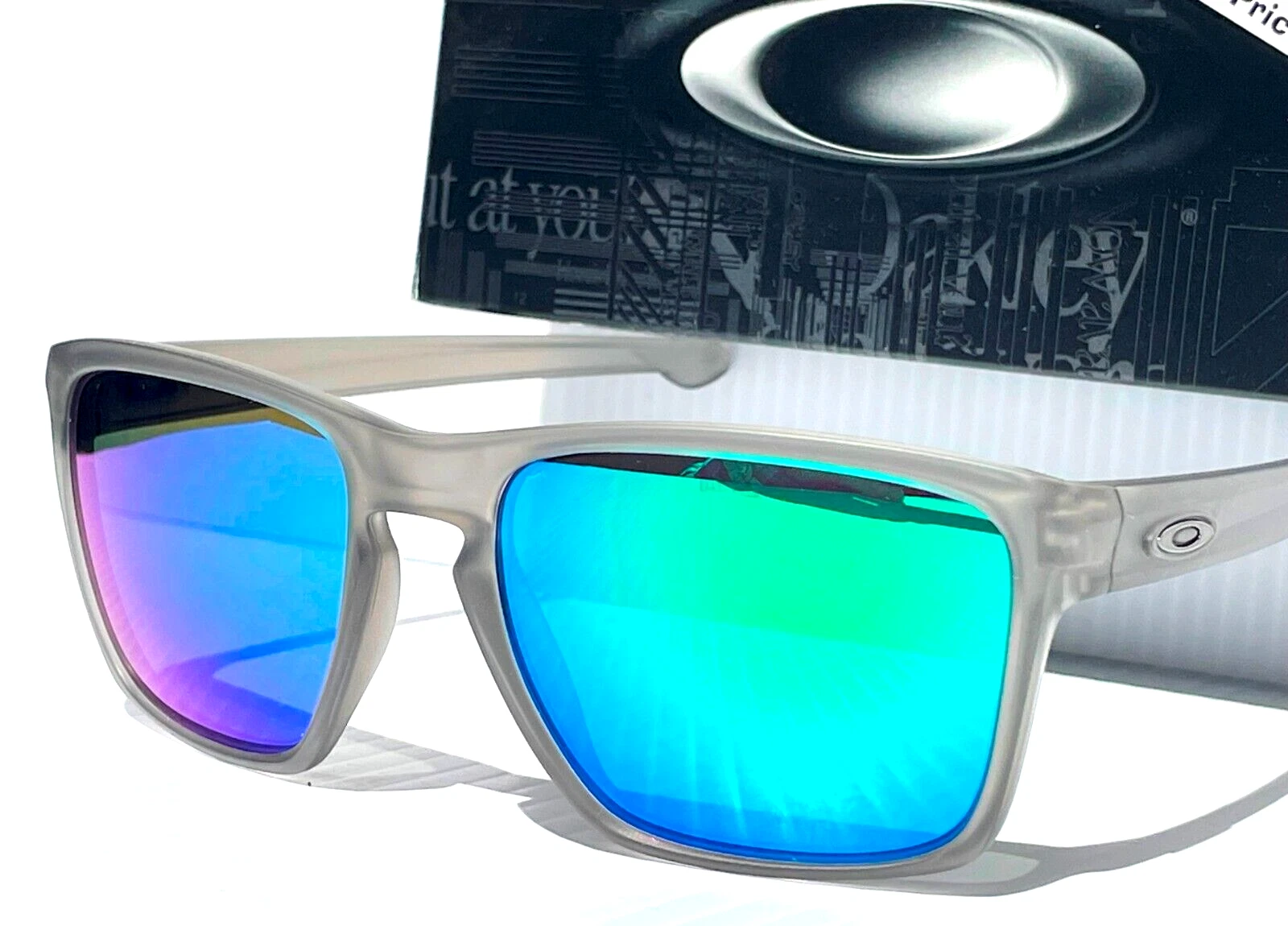 NEW Oakley SLIVER XL Matte Grey Ink w POLARIZED Galaxy Jade Lens Sunglass 9341