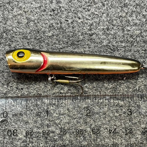 Pre-Rapala Storm Rattlin Chug Bug Vintage Popper Lure 3.5" - RAP104 Gold Back - Picture 4 of 9