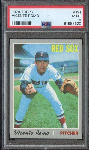 1970 TOPPS #191 VICENTE ROMO PSA 9 RED SOX *INVAJ2573